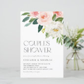 水の色かわいらしフローラカップルのシャワー招待状 (スタンド正面)