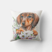 水の色かわいらしフローラダッシュント子犬 クッション (裏面)