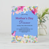 水の色かわいらしフローラホワイトマザーズデイディナー 招待状 (スタンド正面)