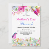 水の色かわいらしフローラホワイトマザーズデイブランチ 招待状 (正面)