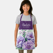 水の色かわいらしフローラ女の子シェフトレーニング薄紫 エプロン (インサイチュ)