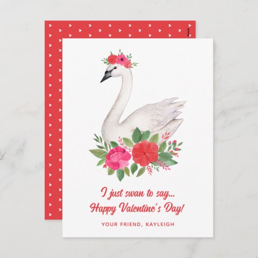 水の色かわいらしフローラ白鳥の教室バレンタイン シーズンポストカード (正面/裏面)