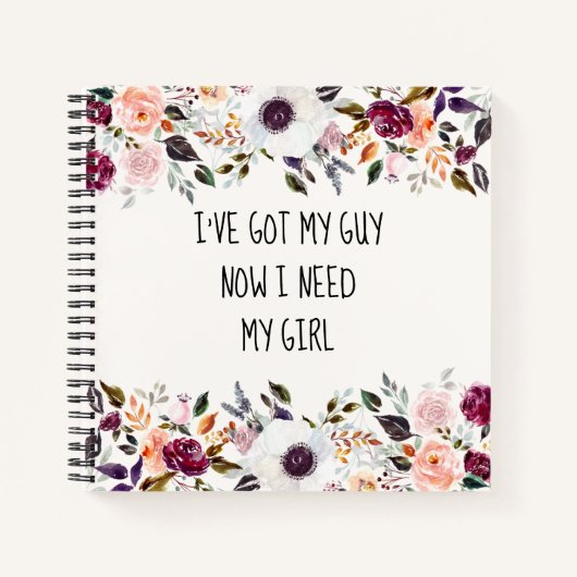 水の色かわいらしフローラ花嫁プロポーザルのカード ノートブック (正面)