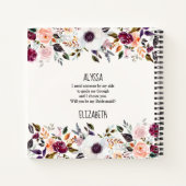 水の色かわいらしフローラ花嫁プロポーザルのカード ノートブック (裏面)