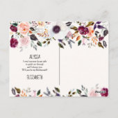 水の色かわいらしフローラ花嫁プロポーザルのカード ポストカード (裏面)