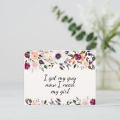 水の色かわいらしフローラ花嫁プロポーザルのカード ポストカード (スタンド正面)