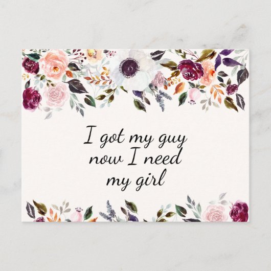 水の色かわいらしフローラ花嫁プロポーザルのカード ポストカード (正面)