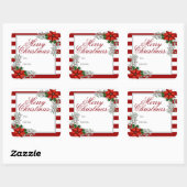 水の色かわいらしポインセチアのクリスマスプレゼントラベル スクエアシール (シート)