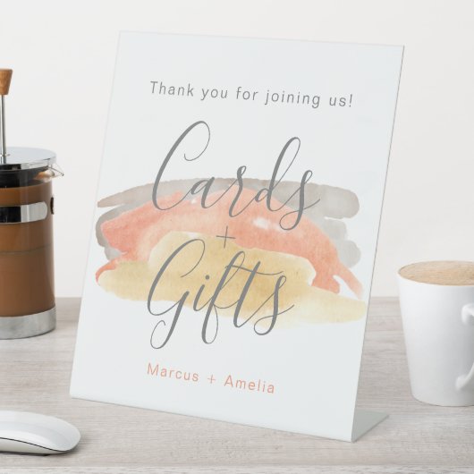 水の色かわいらしミニマリスト結婚式の贈り物 台座サイン (インサイチュ)