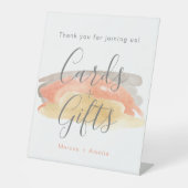 水の色かわいらしミニマリスト結婚式の贈り物 台座サイン (正面)