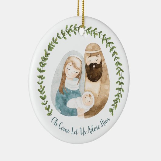 水の色かわいらし出生私たちは彼を崇拝する セラミックオーナメント (右)