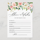 水の色かわいらし春の花ベビーシャワー アドバイスカード (正面)