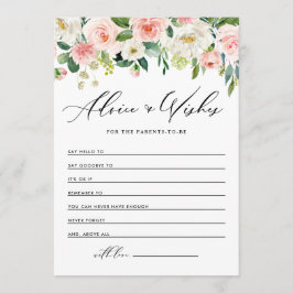 水の色かわいらし春の花ベビーシャワー アドバイスカード