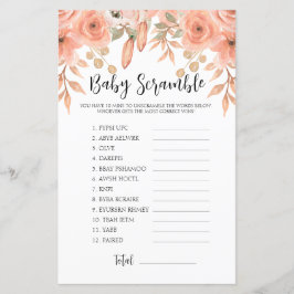 水の色かわいらし春単語スクランブル赤ちゃんシャワー