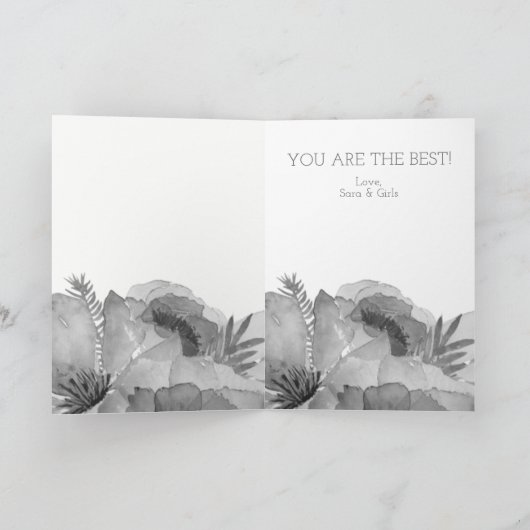 水の色かわいらし花模様マザーズのデイカード カード (内部)