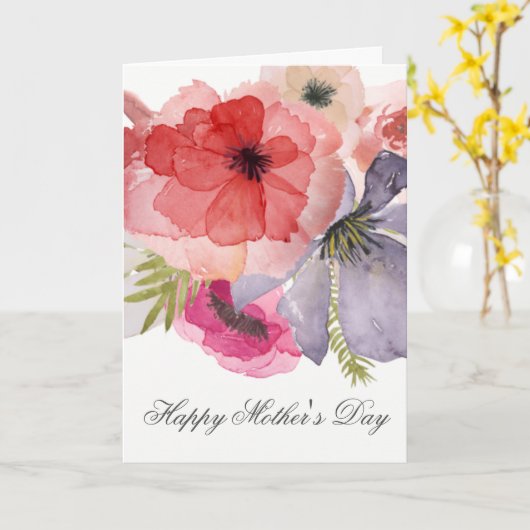 水の色かわいらし花模様マザーズのデイカード カード (黄色い花)