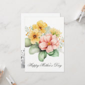 水の色かわいらし花模様マザーズのデイカード カード (正面/裏面インサイチュ)