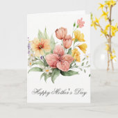 水の色かわいらし花模様マザーズのデイカード カード (黄色い花)