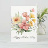 水の色かわいらし花模様マザーズのデイカード カード (スタンド正面)