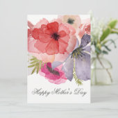 水の色かわいらし花模様マザーズのデイカード カード (スタンド正面)