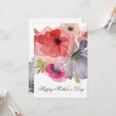 水の色かわいらし花模様マザーズのデイカード カード (正面/裏面インサイチュ)