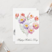 水の色かわいらし花模様マザーズのデイカード カード (正面/裏面インサイチュ)