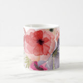 水の色かわいらし花模様マザーズのデイカード コーヒーマグカップ (中央)