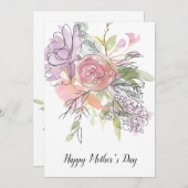 水の色かわいらし花模様マザーズのデイカード シーズンカード (正面/裏面)