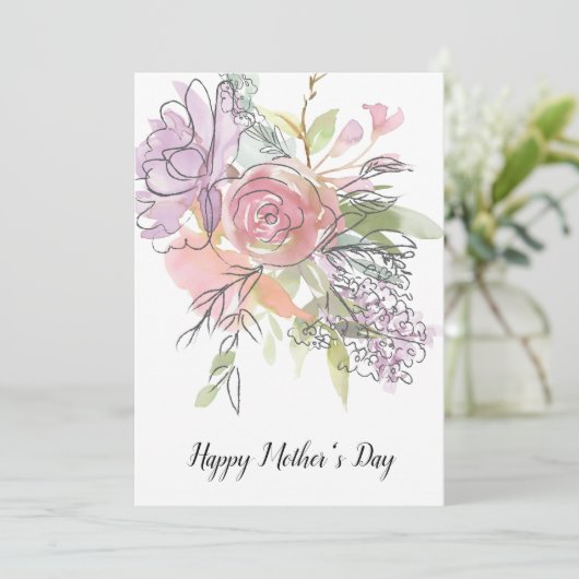 水の色かわいらし花模様マザーズのデイカード シーズンカード (スタンド正面)