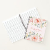 水の色かわいらし赤面ピンクフローラボーバラ ノートブック (内部)