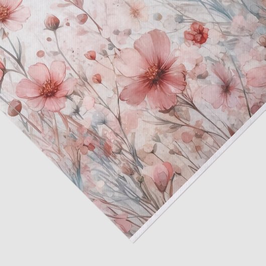 水の色かわいらし赤面ピンクワイルドフラワーデクページ 薄葉紙 (詳細)