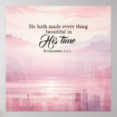 「水の色がきれい」と夕日 ポスター (正面)