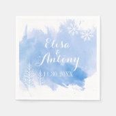 水の色がモダン跳ね上がる青い冬の結婚式 スタンダードカクテルナプキン (正面)