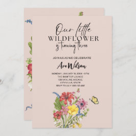 水の色が少し野花の誕生日 招待状
