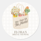 水の色が市場から生まれるブライダルシャワー ラウンドシール (正面)