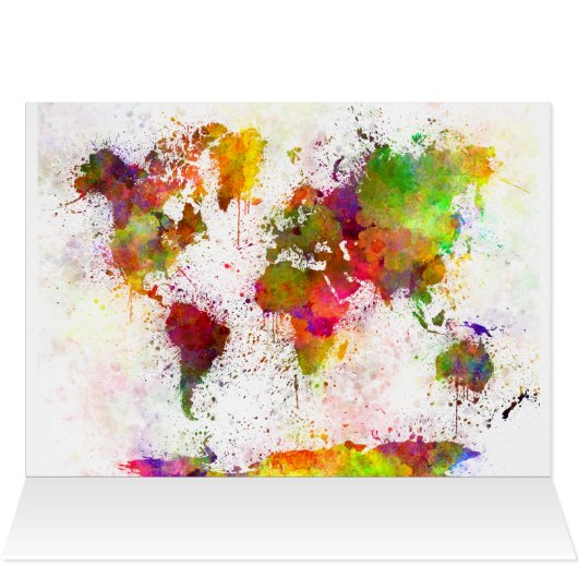 水の色が黄色と緑の世界地図 (内部横(上))