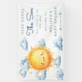 水の色ここ来の息子の赤ちゃんシャワー 横断幕 (縦)