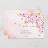 水の色さくらんぼ花ありがとう赤ちゃんシャワー サンキューカード (正面/裏面)