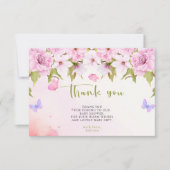 水の色さくらんぼ花ありがとう赤ちゃんシャワー サンキューカード (正面)