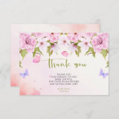 水の色さくらんぼ花ありがとう赤ちゃんシャワー サンキューカード (正面/裏面)