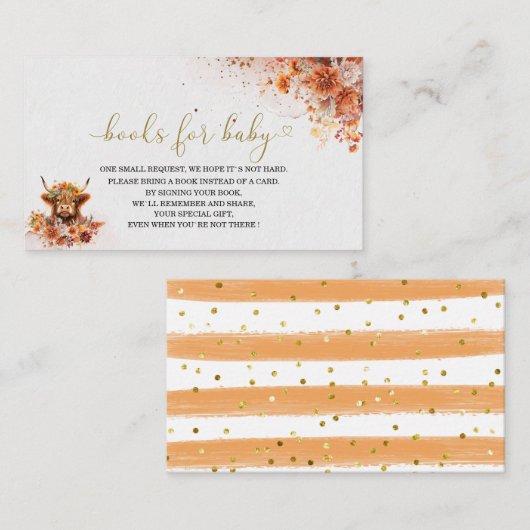 水の色さび高地の牛の赤ちゃんシャワーブックのための エンクロージャーカード (正面/裏面)