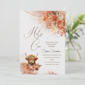 水の色さび高地の牛の赤ちゃんシャワー 招待状 (スタンド正面)