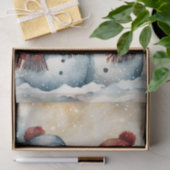 水の色すてきの雪だるまと格子状のスカーフ 薄葉紙 (ギフト)