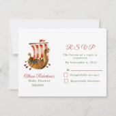 水の色それが男の子のバイキングパーティーベビーシャワー 出欠カード (正面)