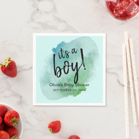 水の色それが男の子の赤ちゃんシャワー紙 スタンダードカクテルナプキン (インサイチュ)