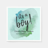 水の色それが男の子の赤ちゃんシャワー紙 スタンダードカクテルナプキン (正面)