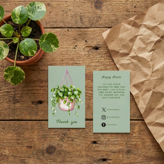 水の色つるの植物ありがとう エンクロージャーカード