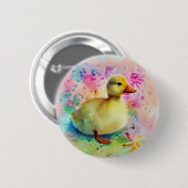 水の色でアヒル 缶バッジ (正面&裏面)