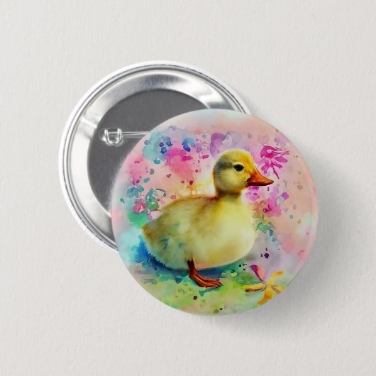 水の色でアヒル 缶バッジ (正面&裏面)