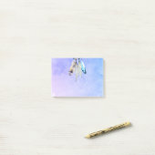 水の色でビーズした羽 ポストイット (デスク上)